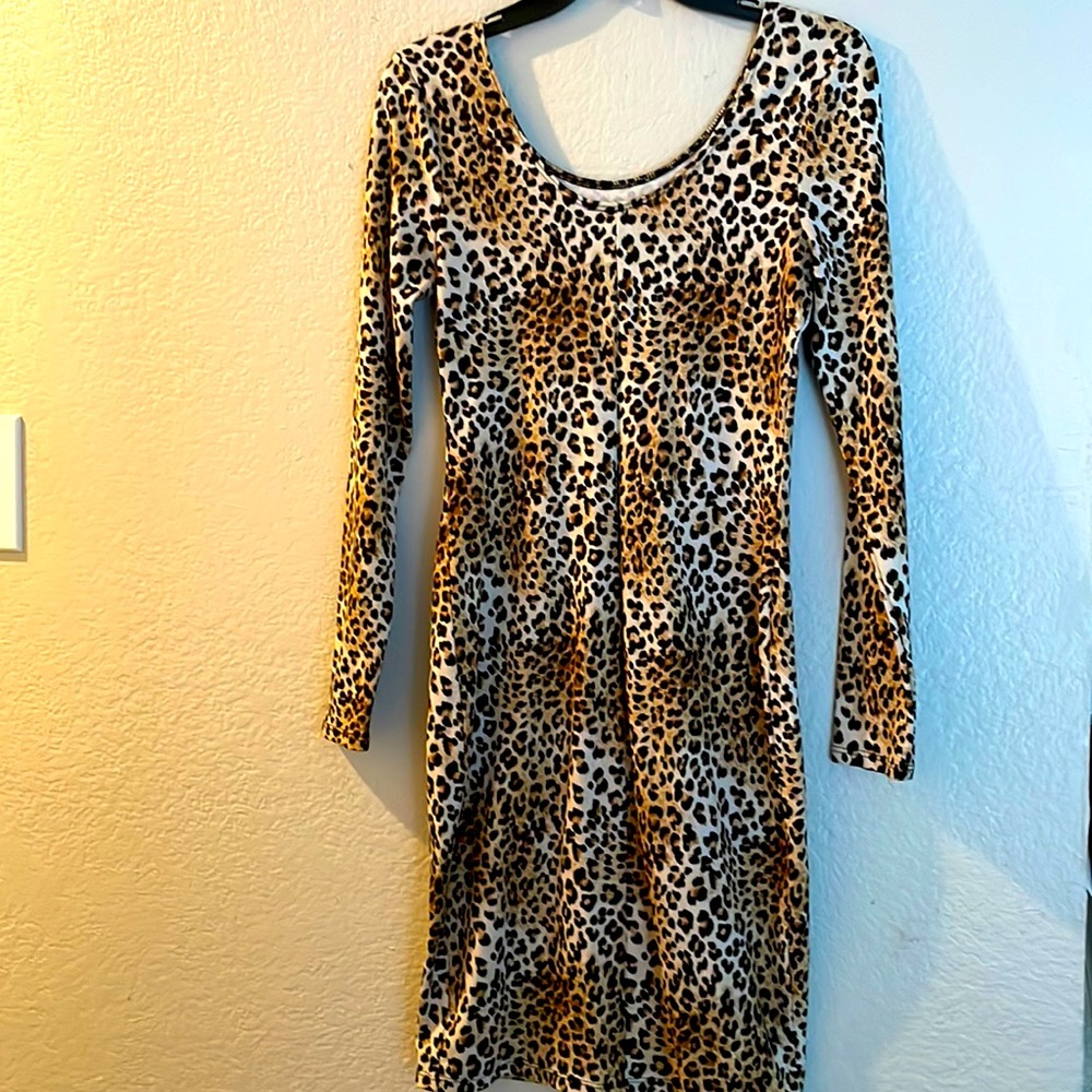 Long sleeve  stretch dress Leopard print
